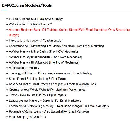 Topics covered in the email marketing academy