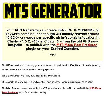 MTS keyword generator tool