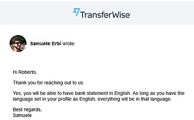Bank statements will be in english