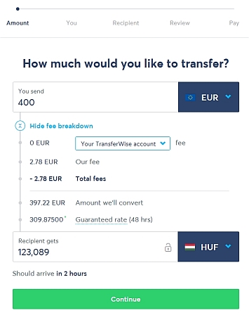 dialog box showing you how much you want to transfer
